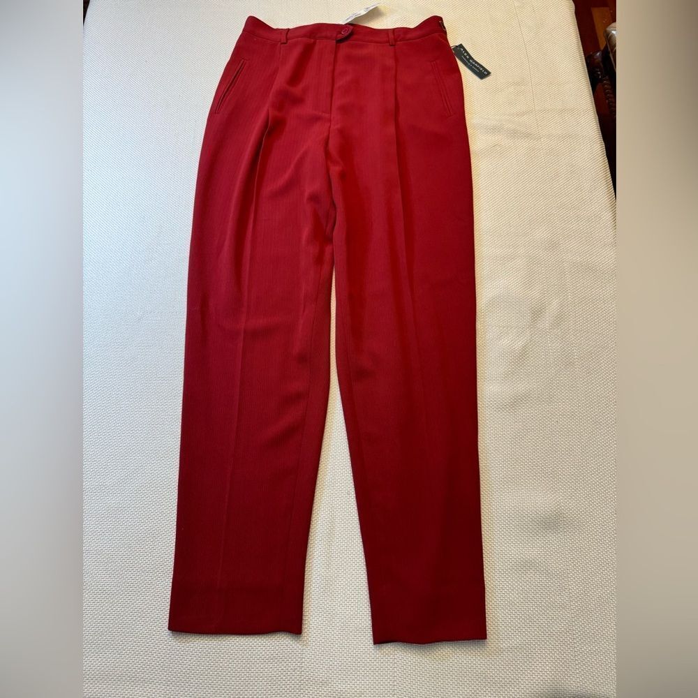 NWT deadstock Alex Garfield red textured high waisted trousers 14 holiday